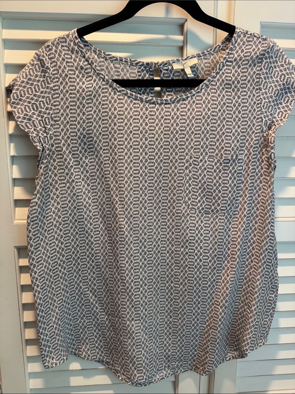 Joie Rancher Silk Printed Short-Sleeve Blouse - Gray/White